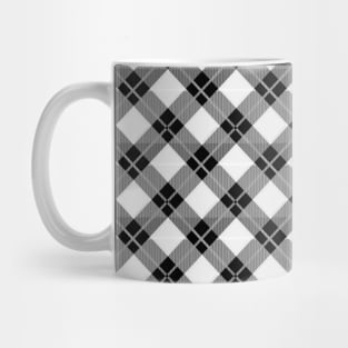 Diagonal Light Gray and Black Flannel-Plaid Pattern Mug